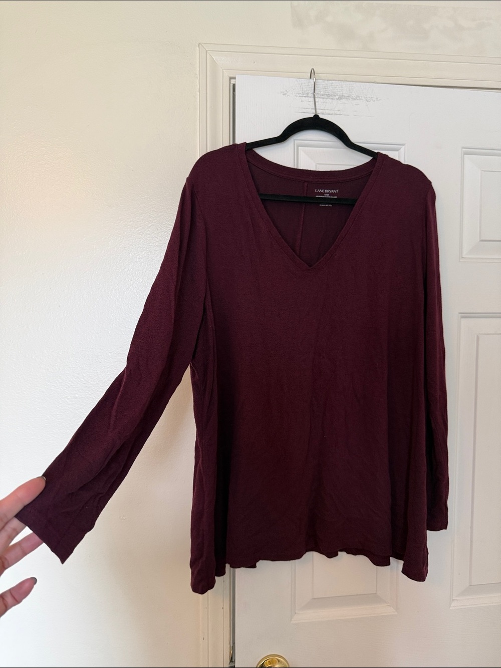 Lane Bryant Plum V-Neck Long Sleeve Top